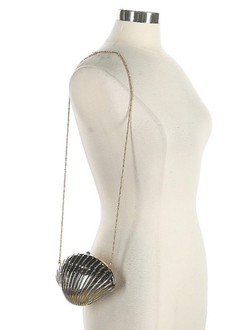 Gold Shell Mini Crossbody Bag with Chain Strap